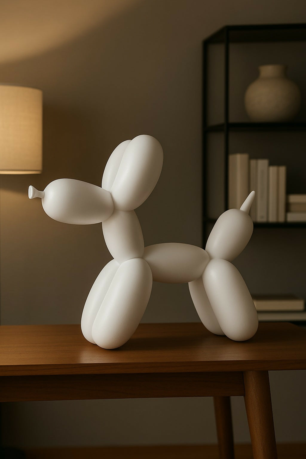 HOME DECOR Modern White Balloon Dog Sculpture Showpiece | Minimalist Resin Decorative Statue for Home, Living Room, Office Desk, Tabletop & Gifting