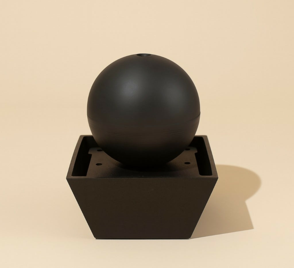 Minimalist Indoor Ball Water Fountain – Zen Tabletop Water Feature with Matte Black Finish for Home, Office & Meditation Spaces