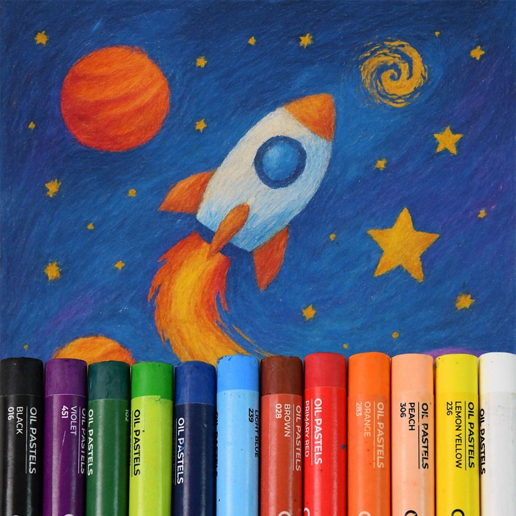 Camel Oil Pastels 12 Assorted Shades with Free Scraping Tool