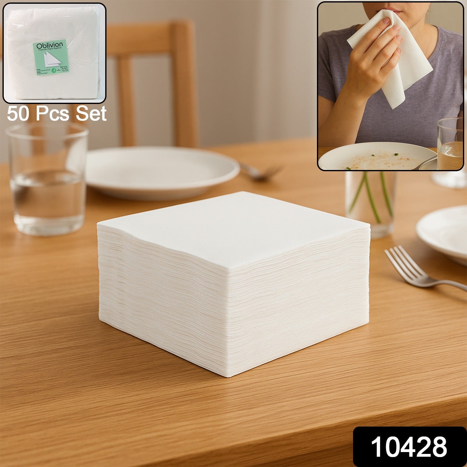 Soft & Absorbent Disposable Tissue Paper / Napkins Set (50 Pc)