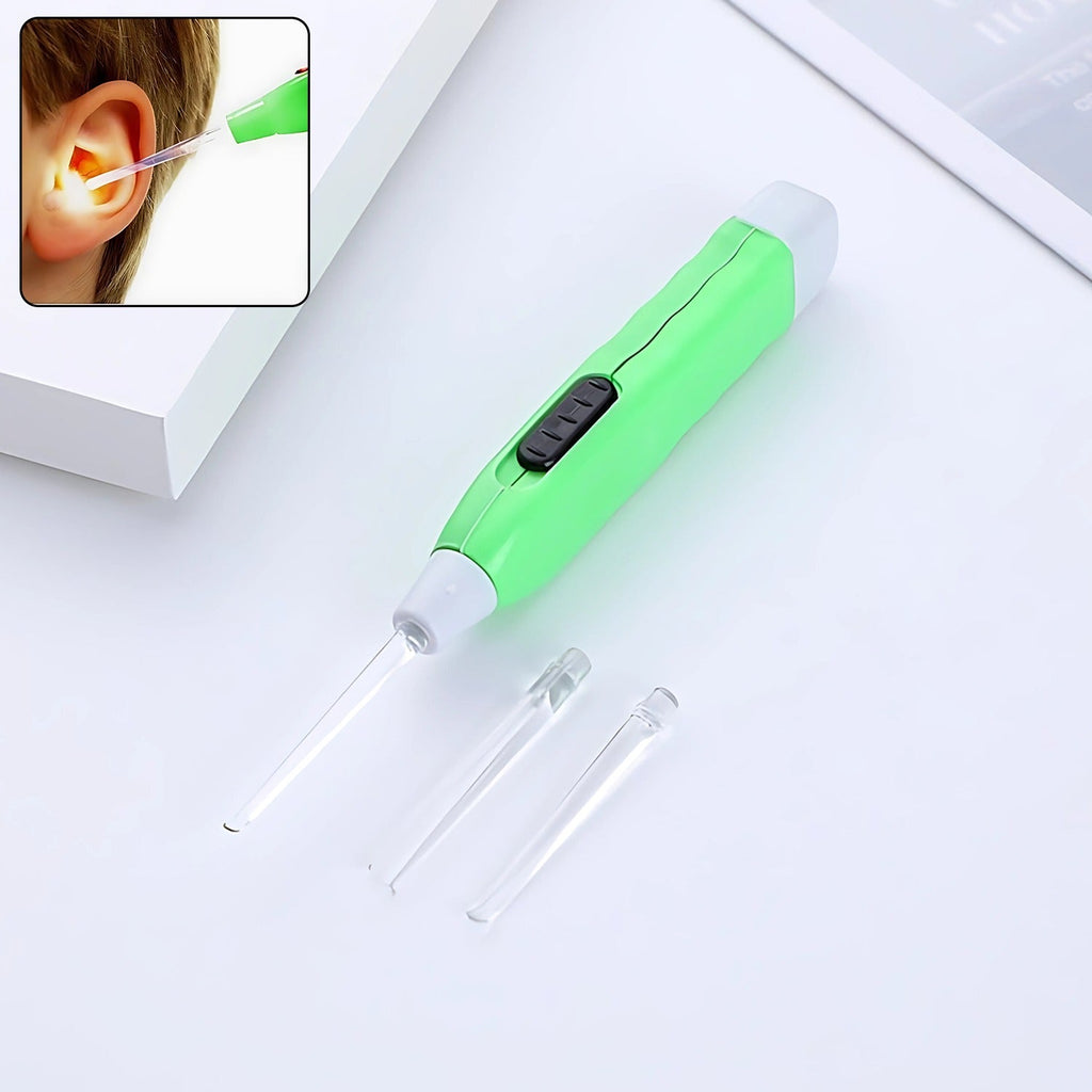 Green LED Flashlight Earpick with Tweezer (1 Pc)