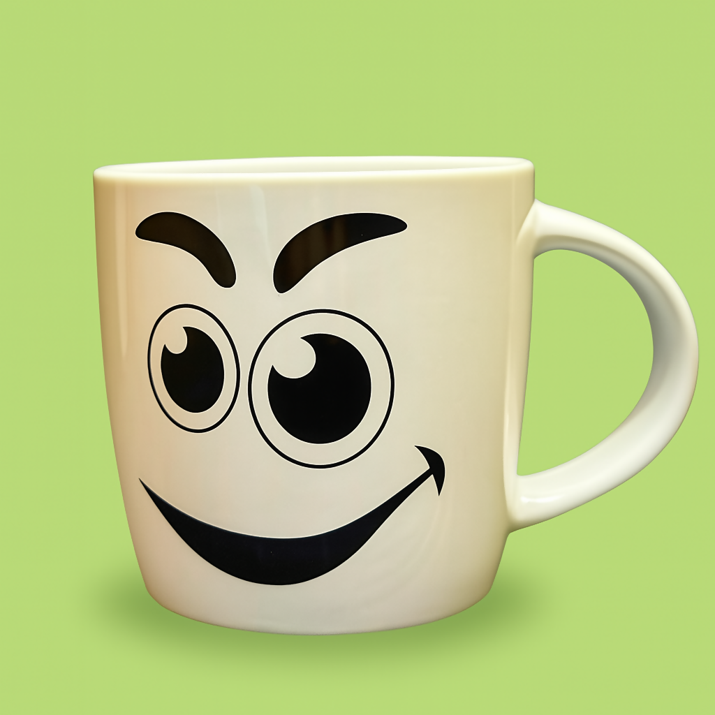 Smiley Face Printed White Ceramic Coffee Mug | Microwave & Dishwasher Safe