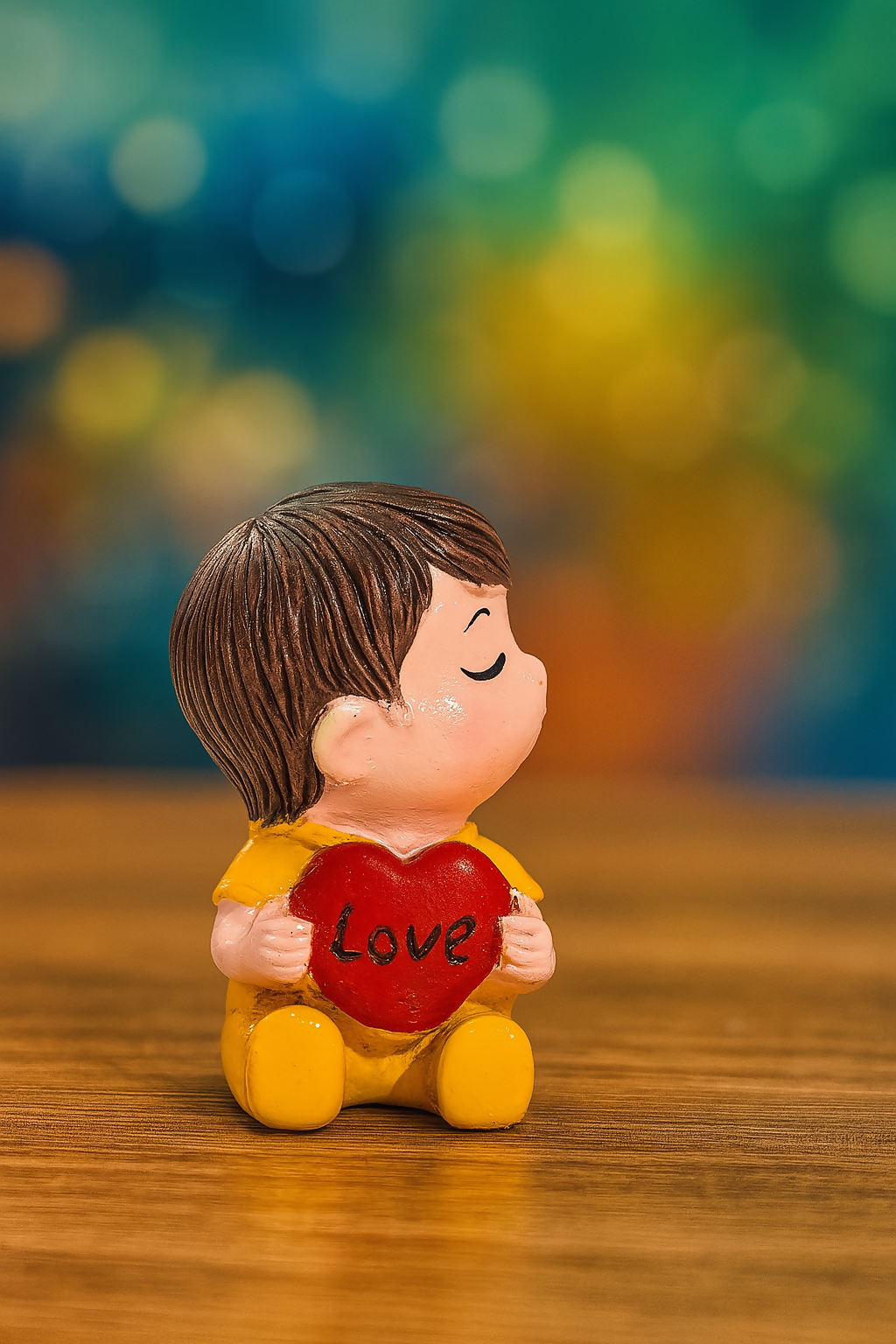 Romantic Couple Showpiece Holding Love Hearts | Cute Miniature Boy Girl Figurine (Multicolor)