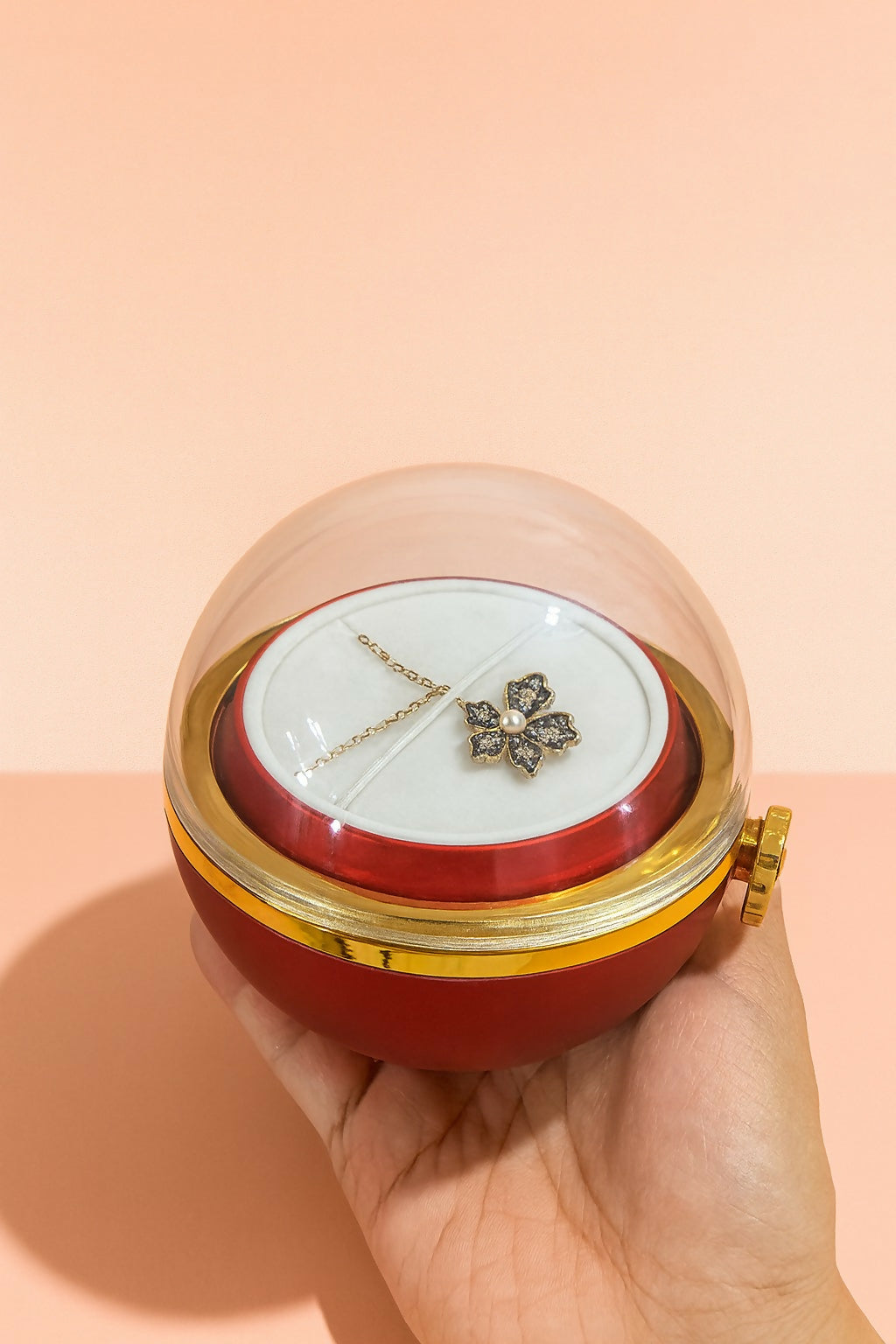 Luxury Rose Jewelry Box with Transparent Dome – Artificial Rose with Hidden Jewelry Storage, Gift Box with Bag & Premium Packaging for Women, Anniversary, Birthday, Valentine’s Day & Special Occasions