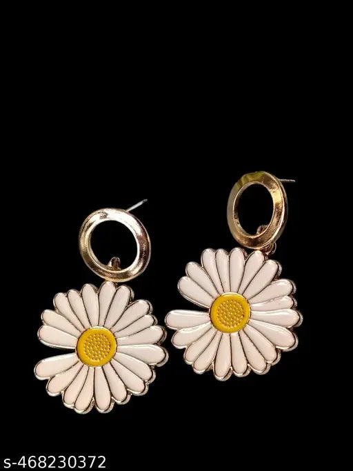 Goldplated Floral Sunflower Earrings with Different Shaped Tops