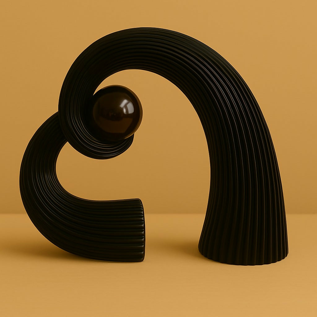 HOME DECOR Modern Abstract Black Resin Sculpture – Minimalist Art Decor with Sphere Accent