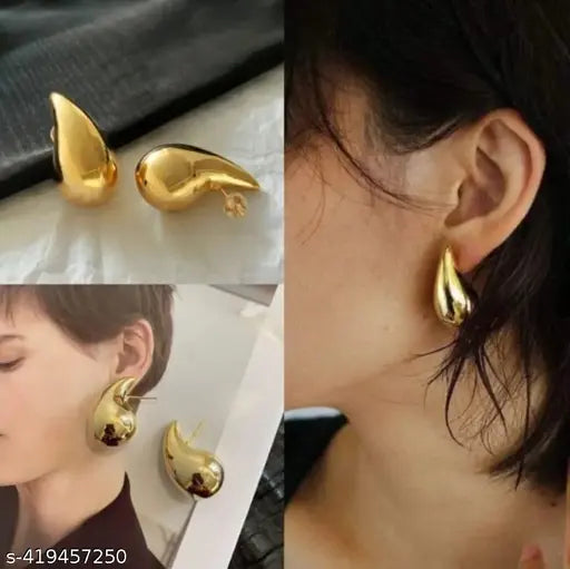 Women's Chic Teardrop Gold Silver Round Stainless Steel Earrings | Kendall Earrings