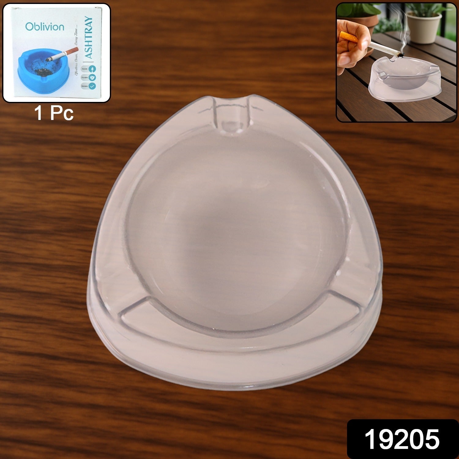 Oblivion Transparent White Ashtray with Cigarette Holder Grooves – Modern Smoke Disposal Tray (1 Pc)