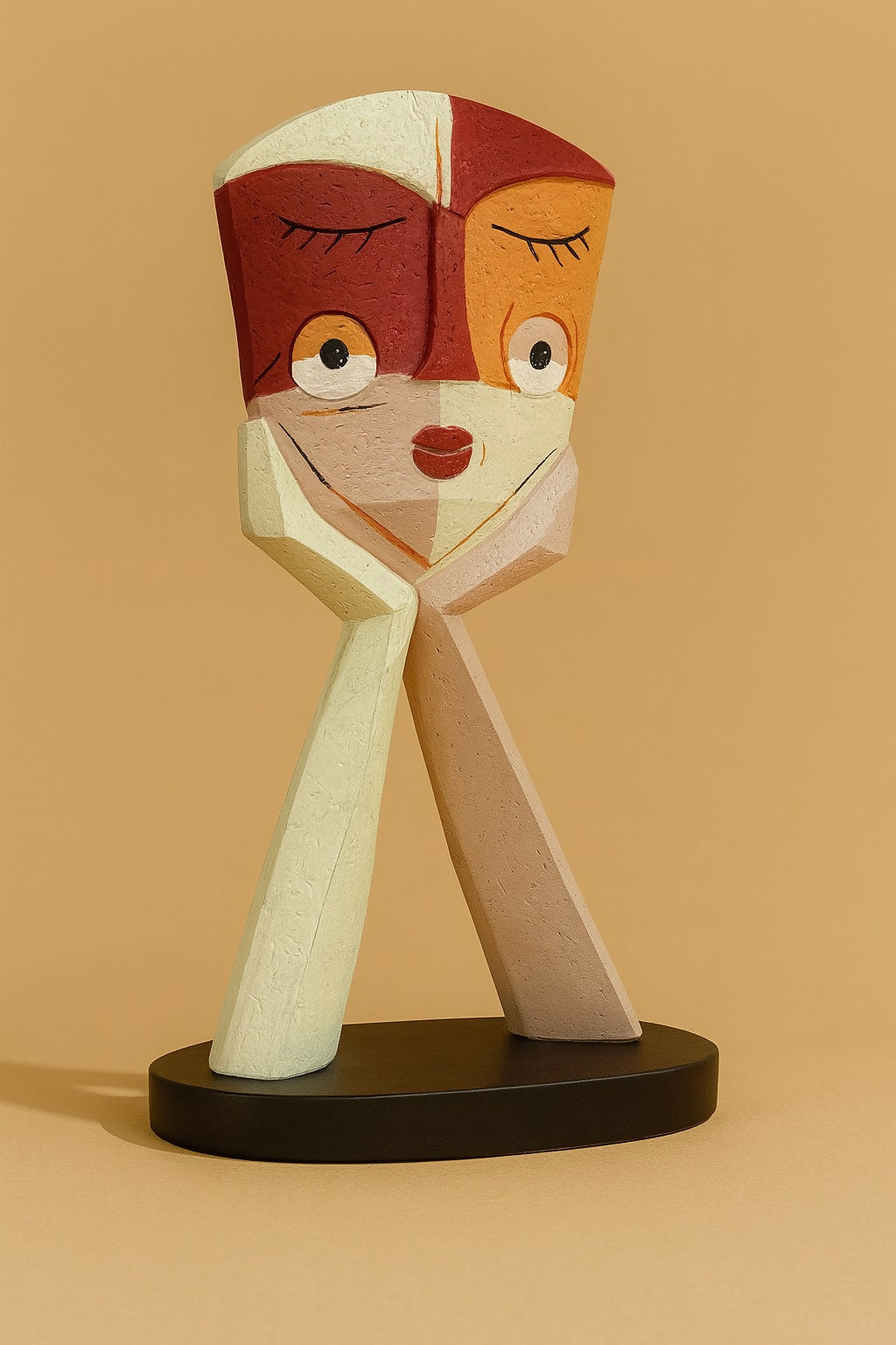 HOME DECOR Abstract Multicolor Face Sculpture | Handcrafted Wooden Resin Decorative Showpiece for Home, Living Room, Office, Shelf & Artistic Gift Décor