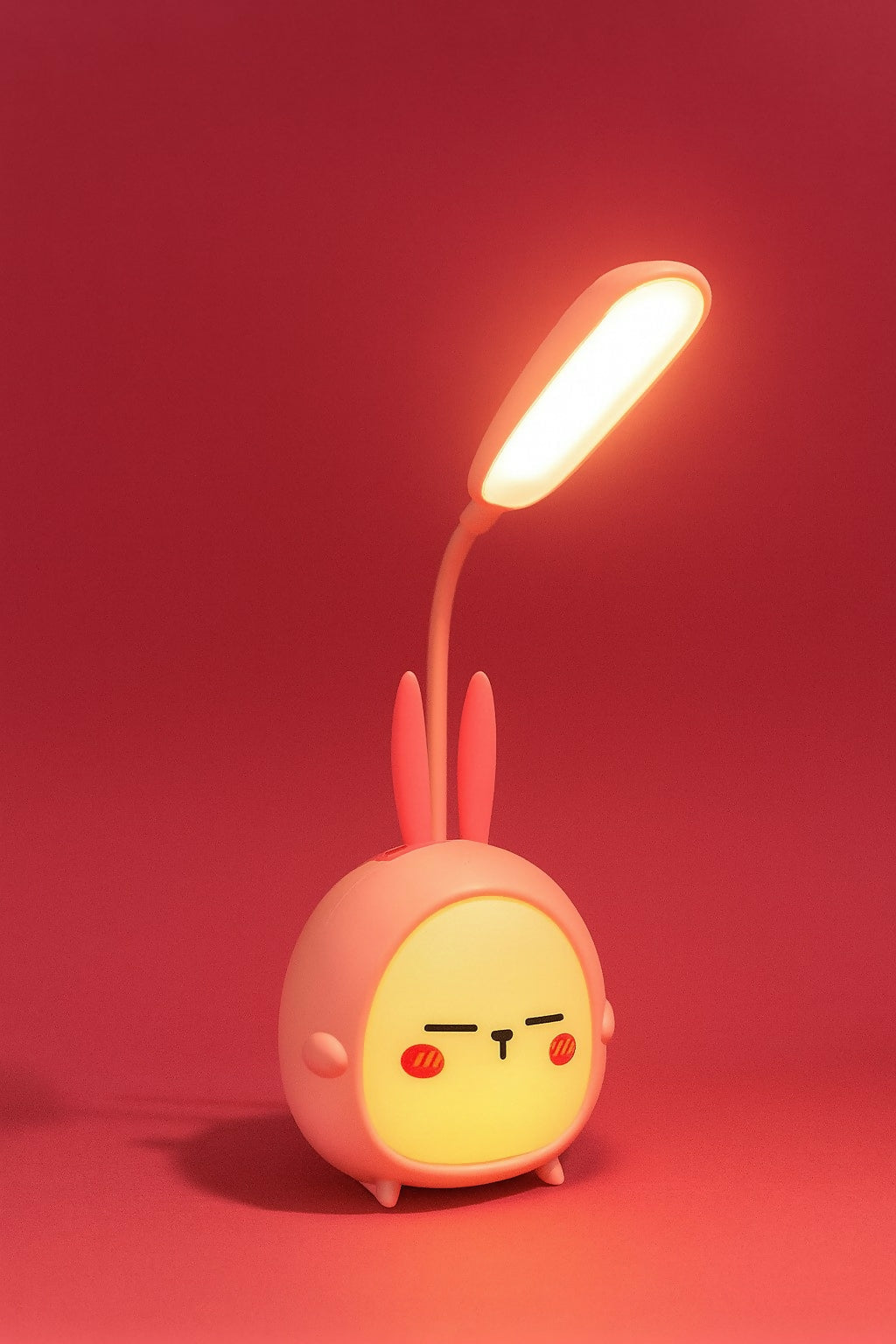 Adorable Pink Bunny Shaped LED Desk Lamp with Flexible Neck – Cute Cartoon Night Light for Kids, Study, and Home Décor – Warm Eye-Friendly Light, USB Rechargeable