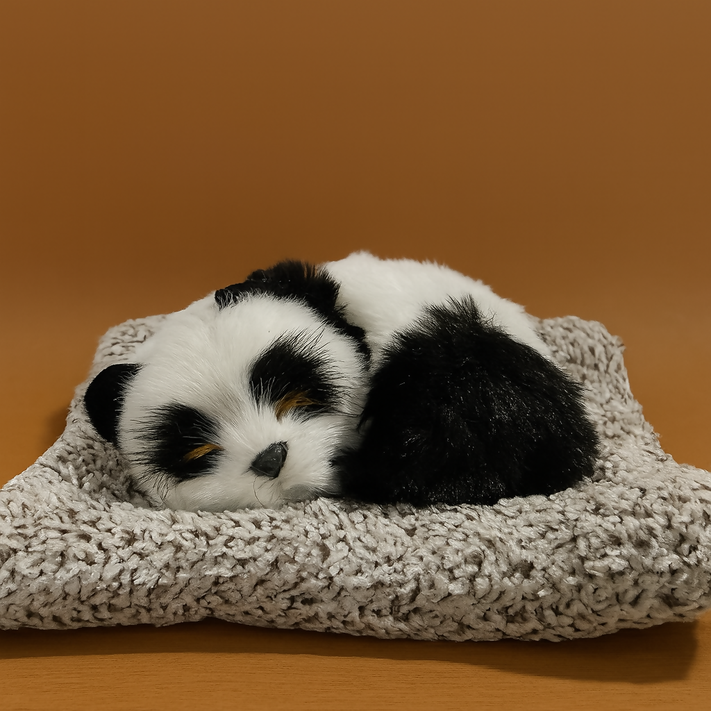 Ultra-Realistic Sleeping Panda Plush Toy on Soft Knitted Cushion – Lifelike Stuffed Animal Décor – Perfect Gift for Kids & Adults – Cute Panda Nap Doll for Home, Office, or Bedroom Display