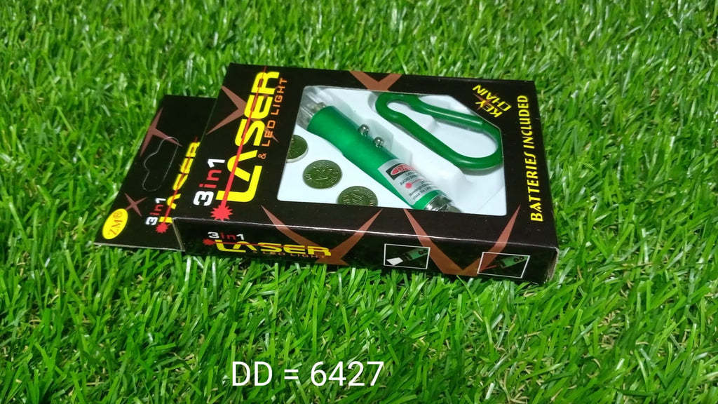 3 in1 Laser Light, LED Flashlight + Torch Keychain + Laser Pointer