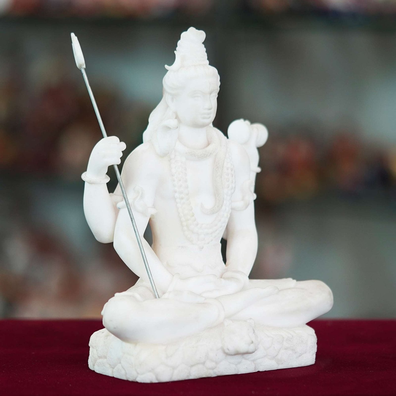 Marble Handmade Mahadev Shivaji Idol For Home Decor Handcrafted Showpiece For Table Decor( 8 INCHES HEIGHT)