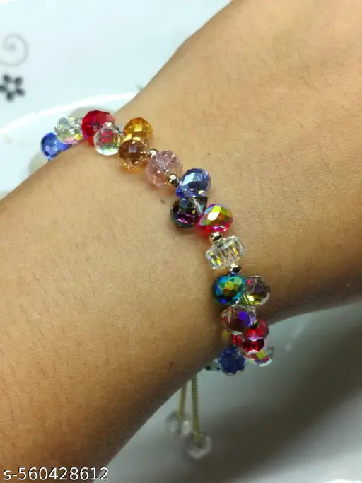 Partywear Adjustable Bracelet With Different Colours Shining Crystal Stones