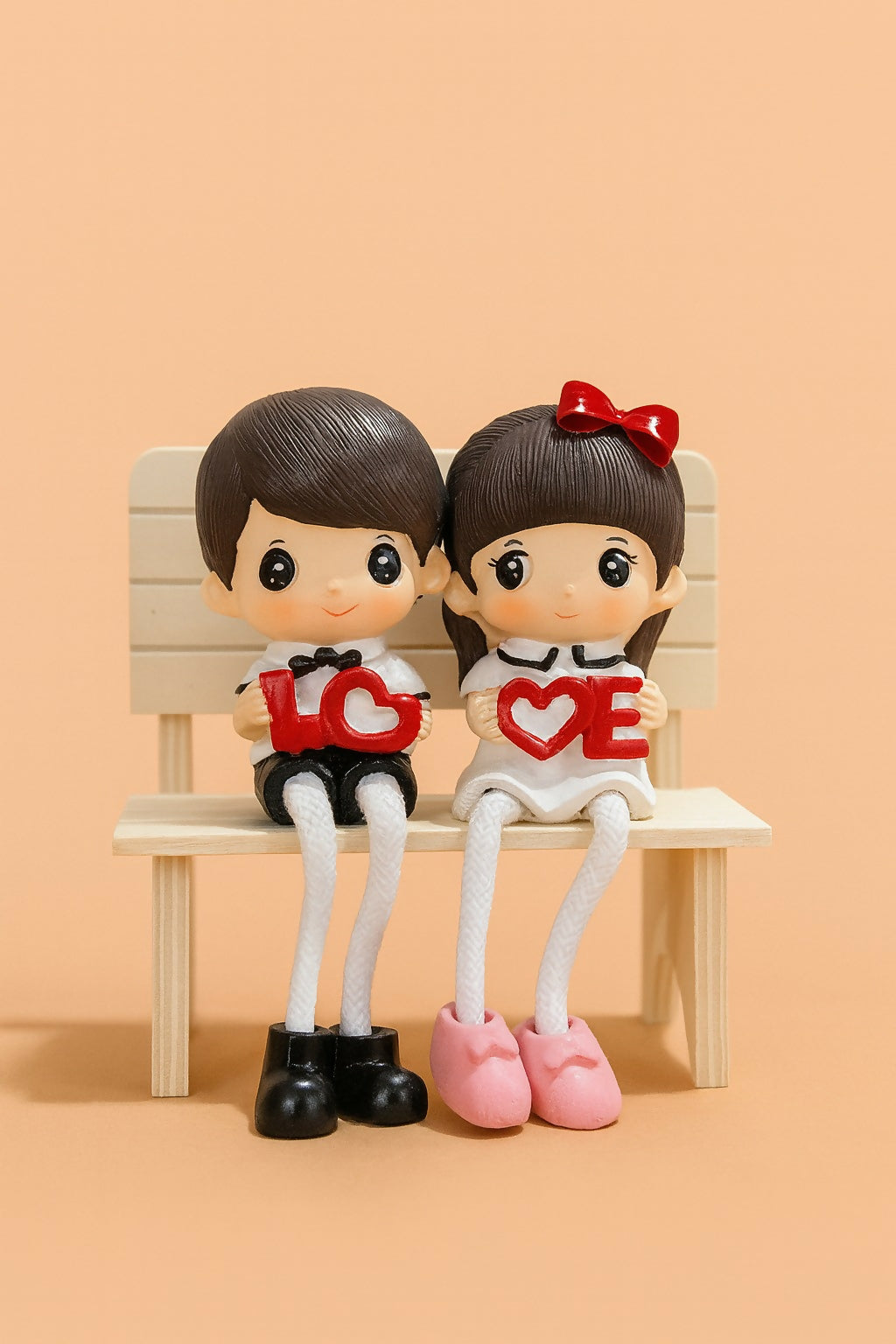 Cute Romantic Couple Figurine Sitting on Bench Holding “LOVE” Letters | Adorable Resin Doll Showpiece for Home Décor, Bedroom, Office Desk & Gifting | Valentine, Anniversary, Wedding & Birthday Gift