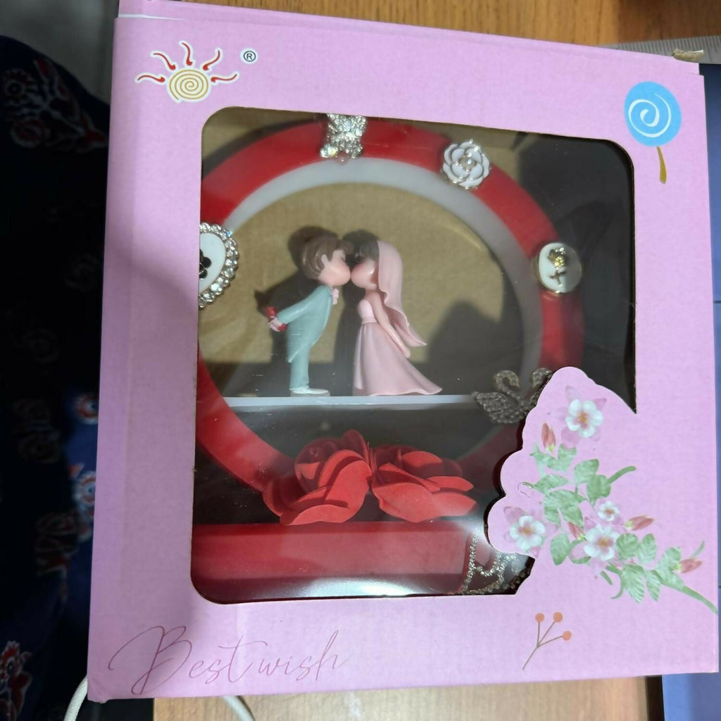 Romantic Couple Kissing LED Night Lamp with Decorative Ring & Roses | Love Theme Table Lamp for Bedroom, Living Room & Home Décor | Perfect Valentine, Anniversary, Wedding & Birthday Gift