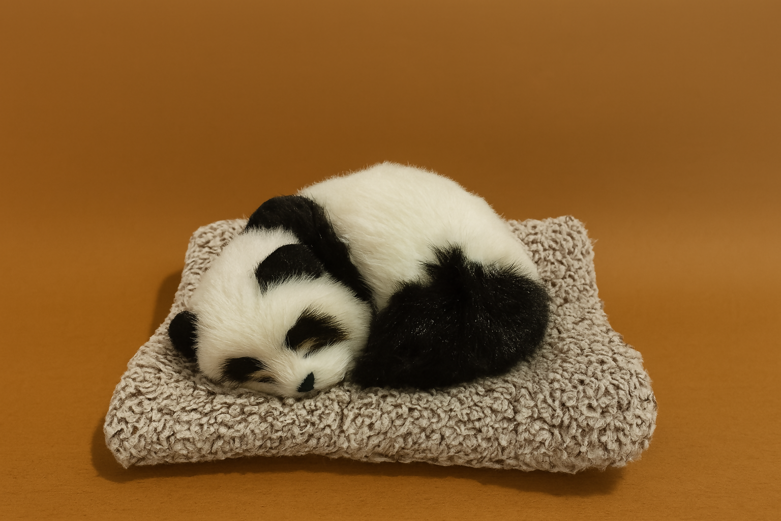 Ultra-Realistic Sleeping Panda Plush Toy on Soft Knitted Cushion – Lifelike Stuffed Animal Décor – Perfect Gift for Kids & Adults – Cute Panda Nap Doll for Home, Office, or Bedroom Display