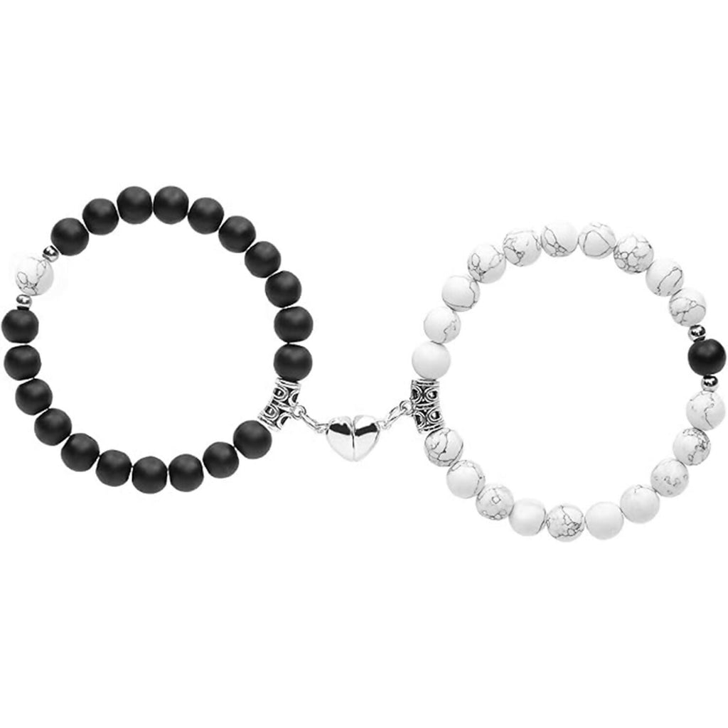 Silver Shine Magnetic Attraction Heart Couple  Bracelet