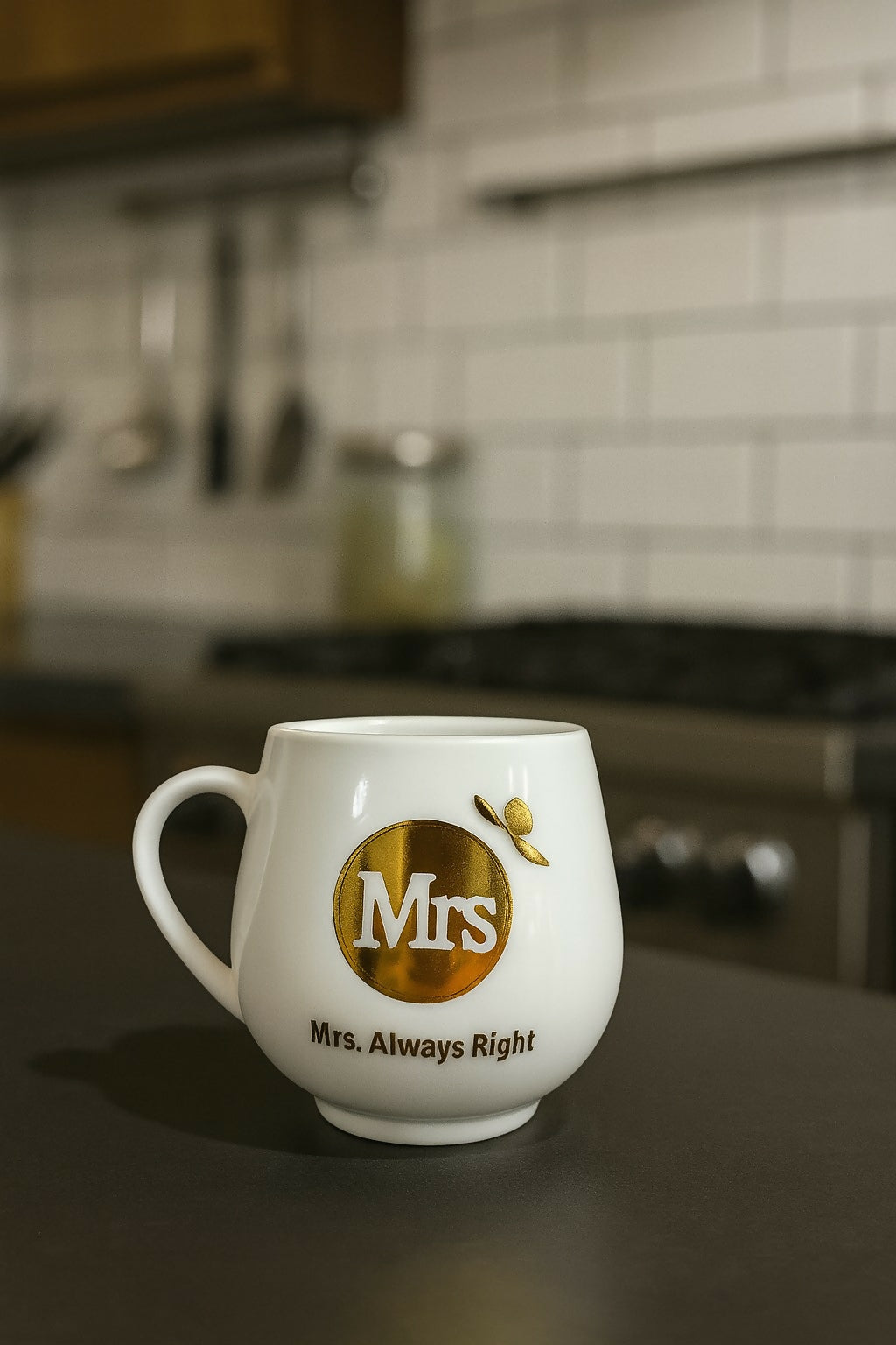 Ceramic Coffee Mug with Golden Print "Mrs. Always Right" | Stylish Premium White Cup with Handle | Perfect Gift for Wife, Anniversary, Marriage, Bridal Shower & Home Use |