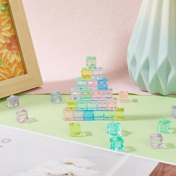 Multicolor Mini Acrylic Ice Cube Beads – Decorative Fake Ice Stones for Crafts, Vase Fillers & Party Decor