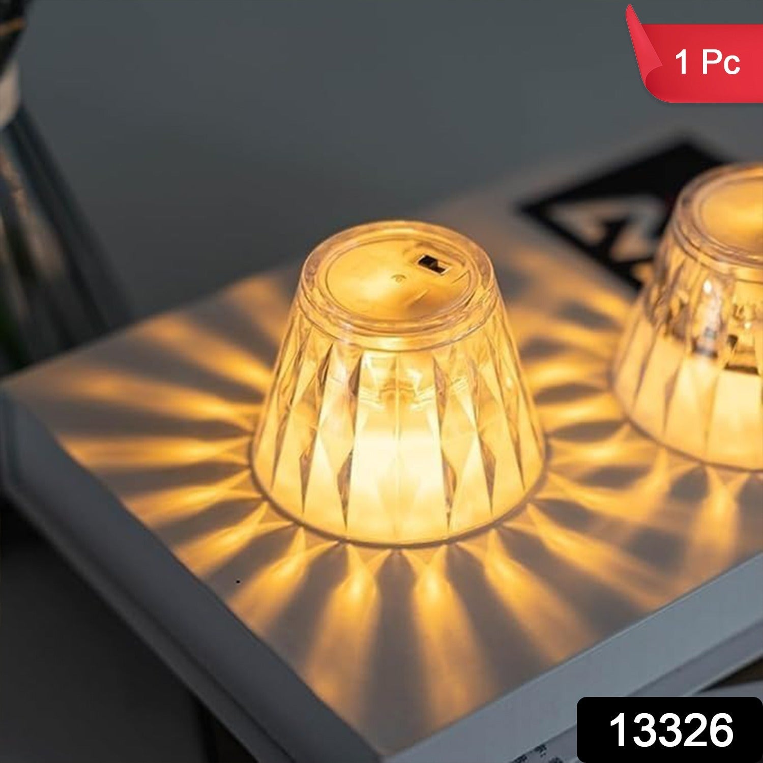 Cup Shape Crystal Table Lamp, Diwali (1 Pc)