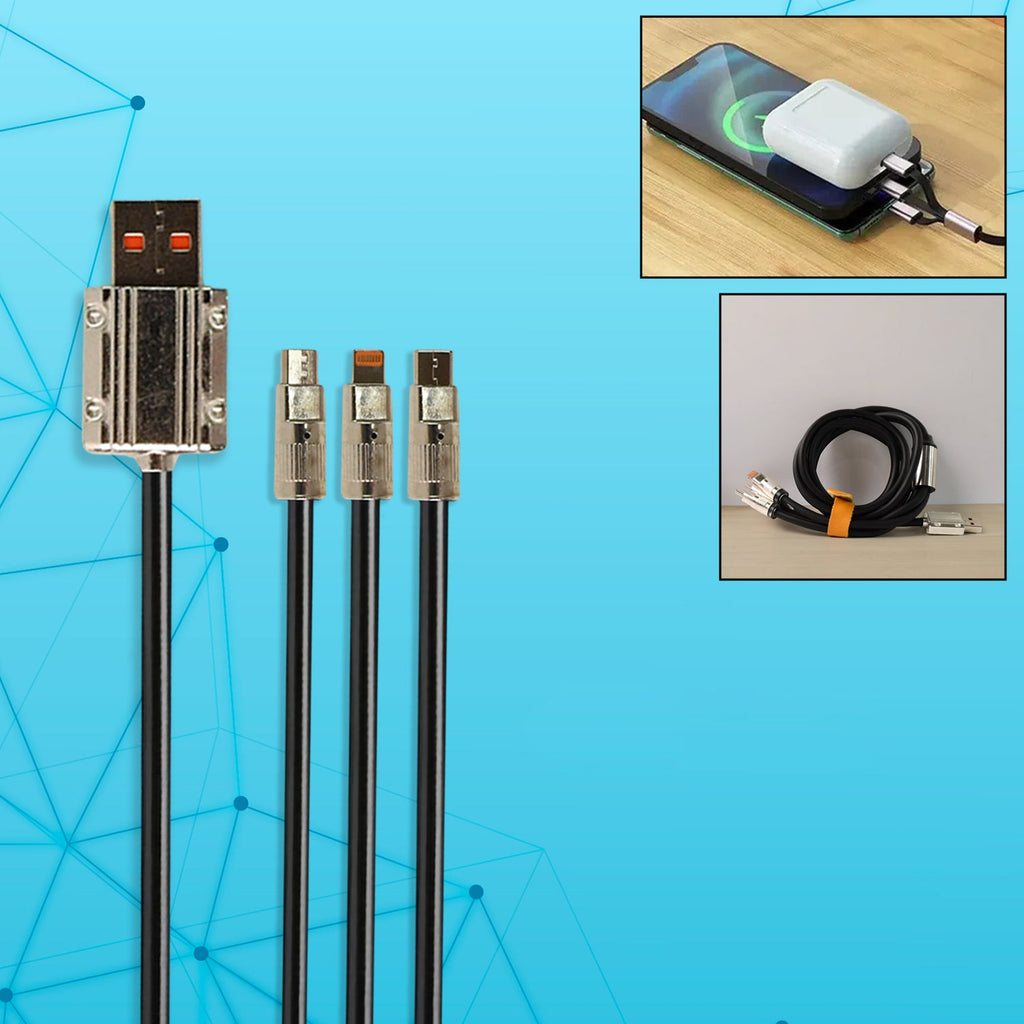 3 in 1 Multi Super Fast Charging Cable (1 Pc / 2 Mtr.)