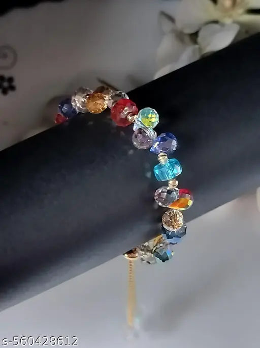 Partywear Adjustable Bracelet With Different Colours Shining Crystal Stones