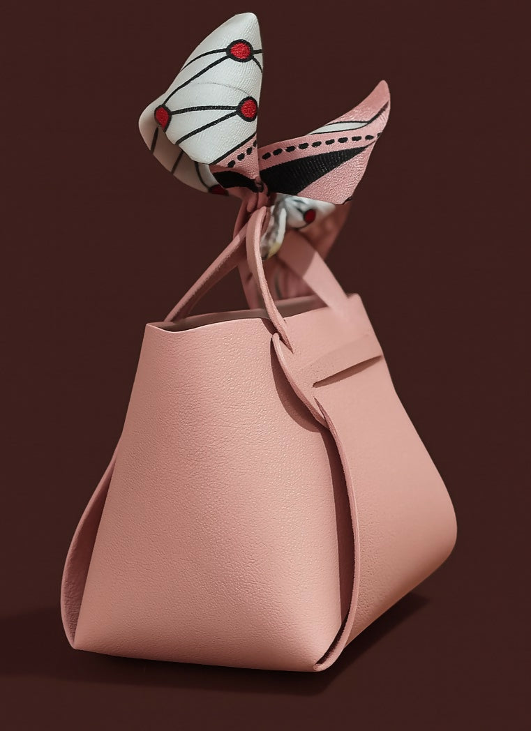 Elegant Pink PU Leather Mini Handbag with Printed Bow Knot | Small Gift Pouch for Jewelry, Candy, Return Gift, Party Favor Box for Girls & Women