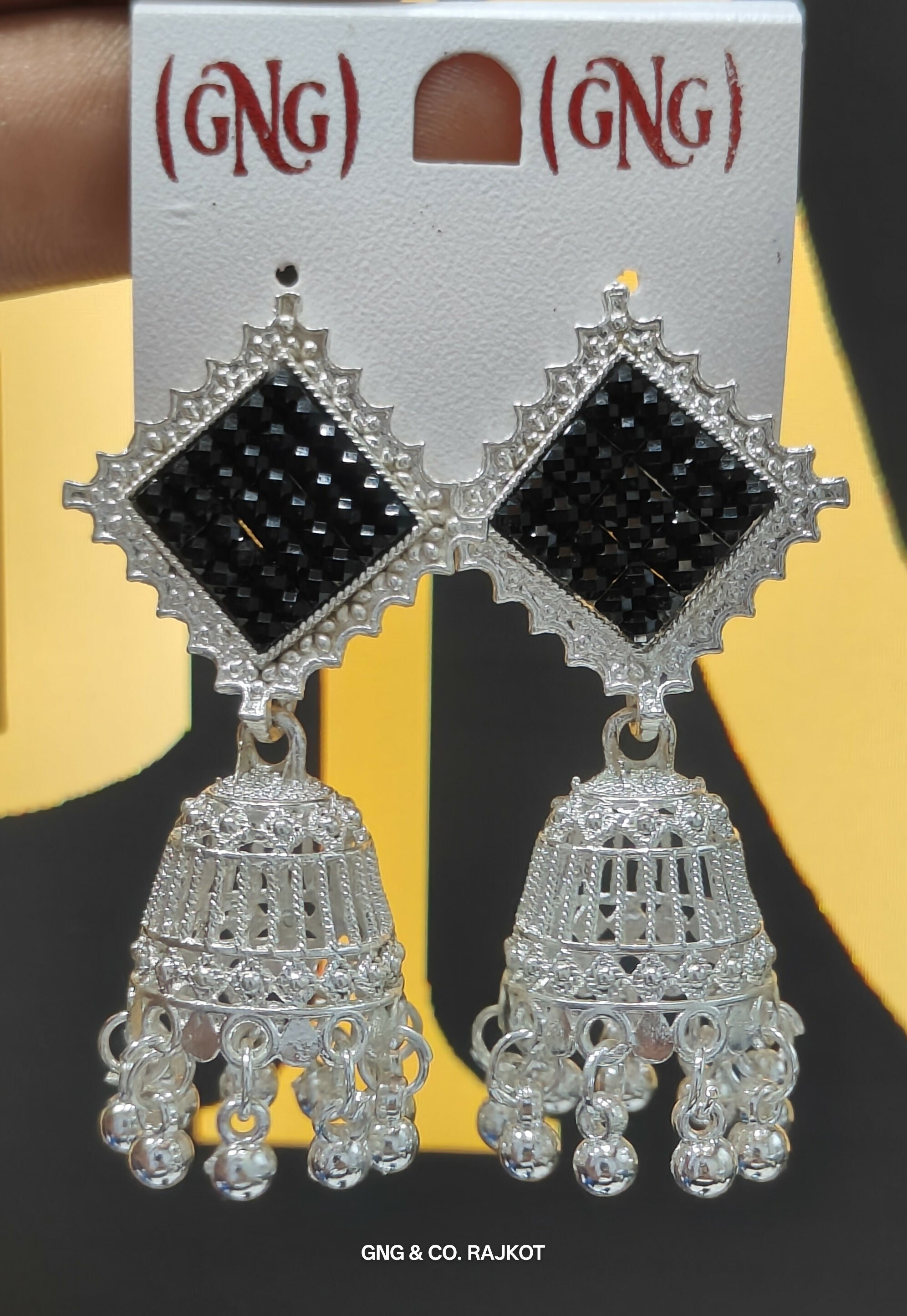White Gold Square Jhumka