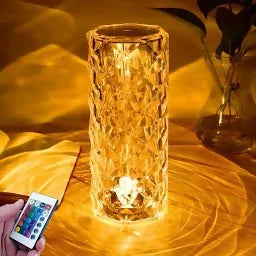 Crystal Diamond Table Lamp with Remote Control – Rechargeable Touch LED Night Light for Bedroom, Living Room & Romantic Decor – Multicolor Ambient Lighting for Parties, Gifts, and Home Interior Accents