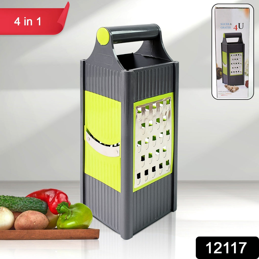 Steel and Plastic 4 in 1 Vegetable & Fruit Slicer Grater / Slicer (1 Pc)