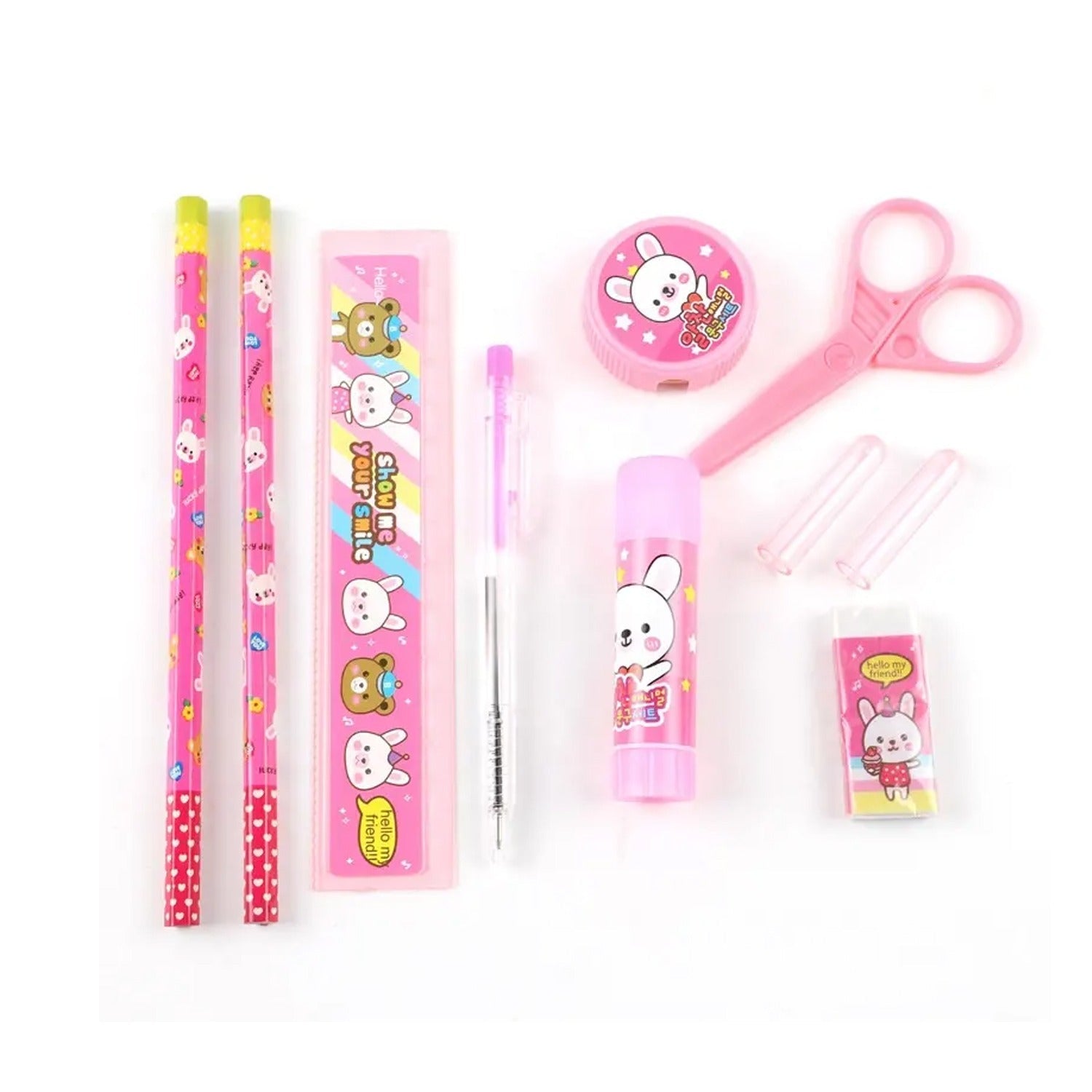 10-Pc Stationery Set for School, Office & Gifts with Pencil, Pen, Scissors