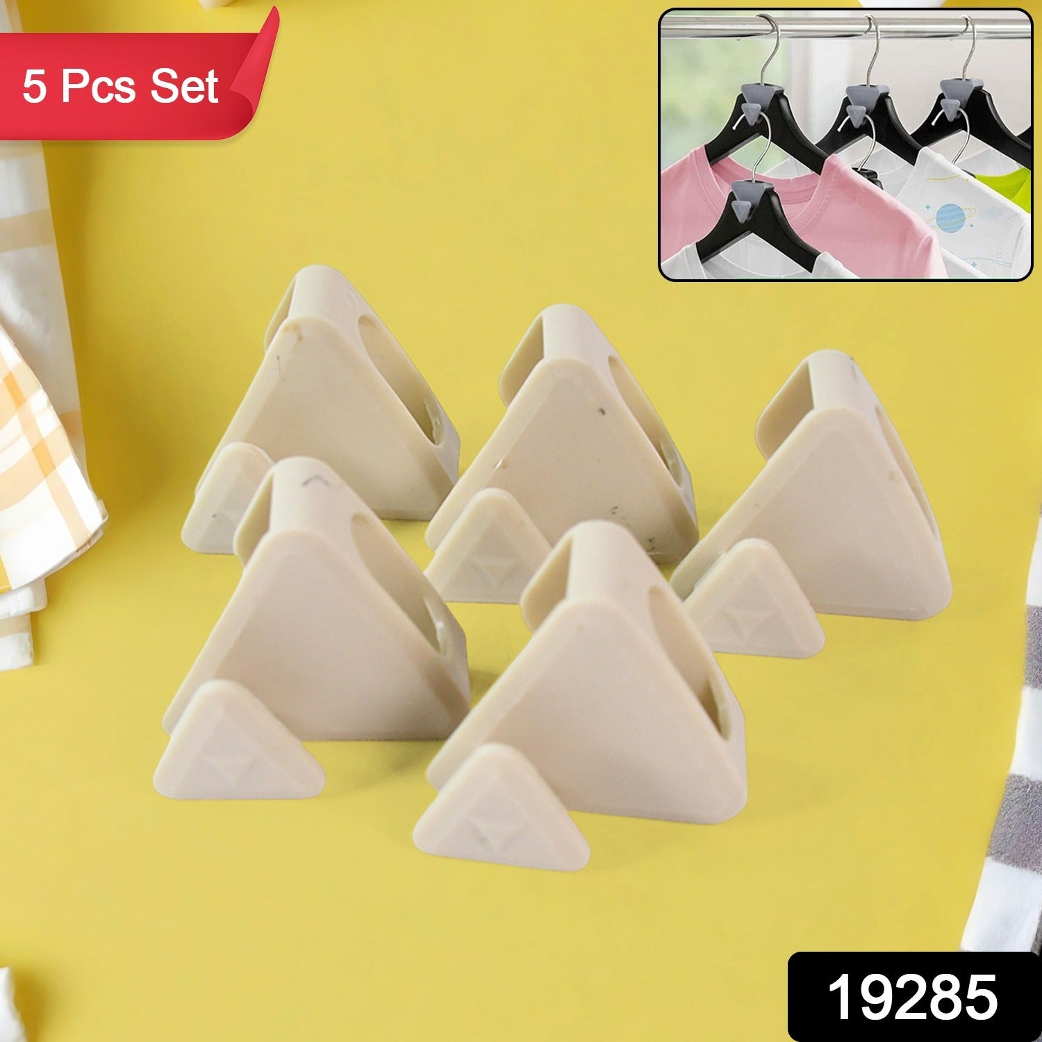 Multi-Functional Plastic Triangle Hanger Connector Hooks 5 Pcs Set