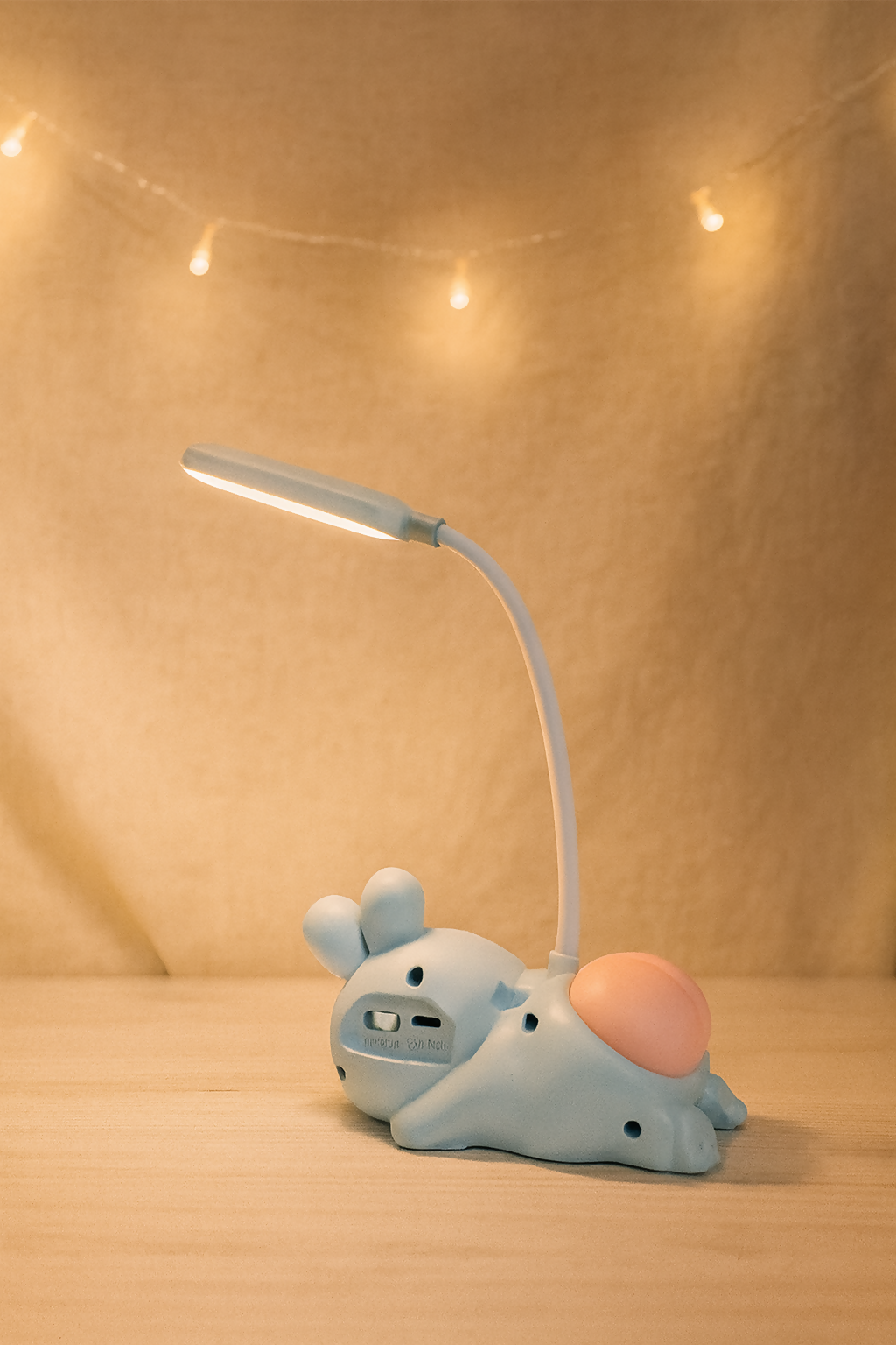 Cute Bunny Night Lamp with LED Desk Light & USB Charging – Flexible Gooseneck, Rechargeable Battery, Soft Eye-Caring Light for Kids, Bedroom, Study Table & Home Décor