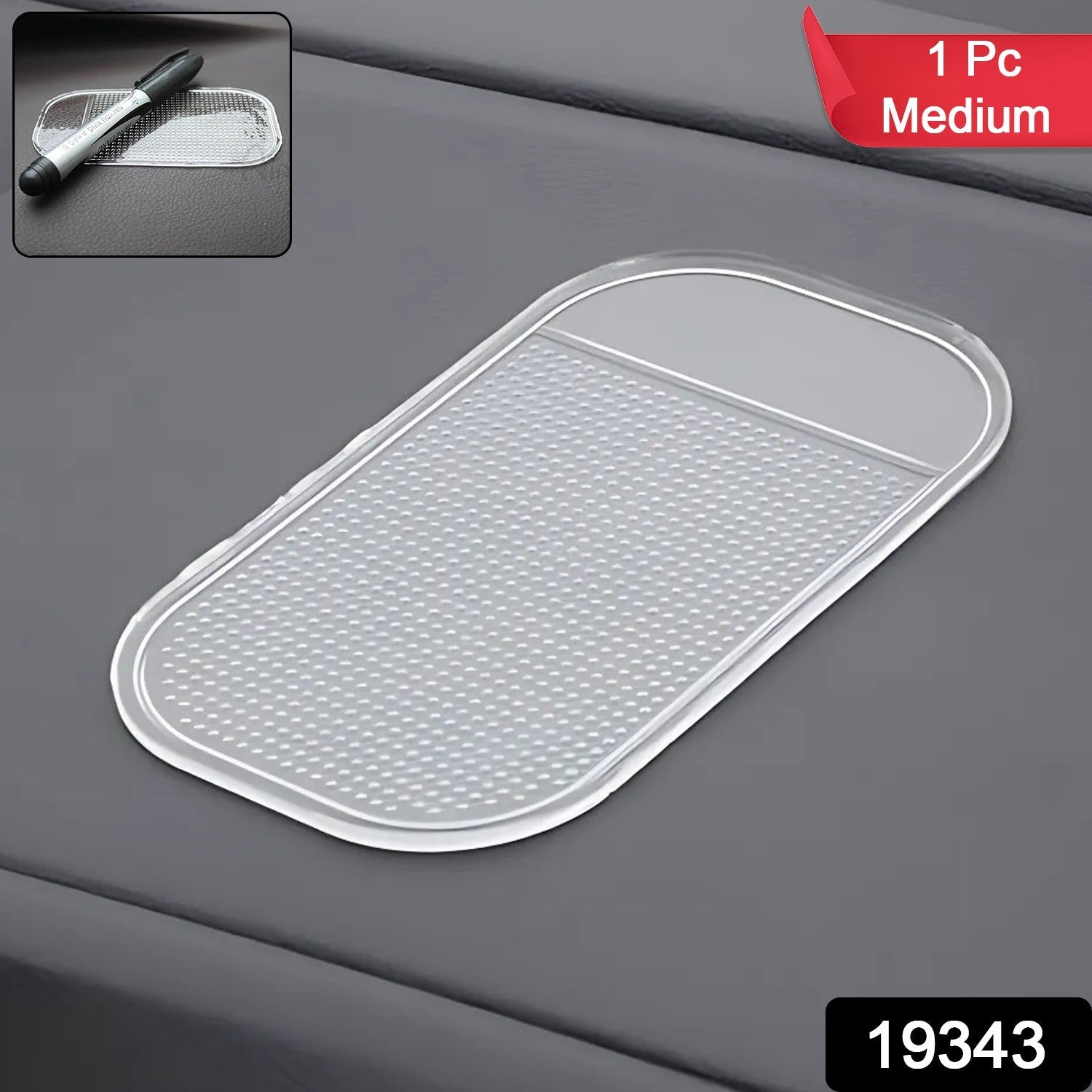Medium Transparent Anti-Slip Car Dashboard Mat (1 Pc)