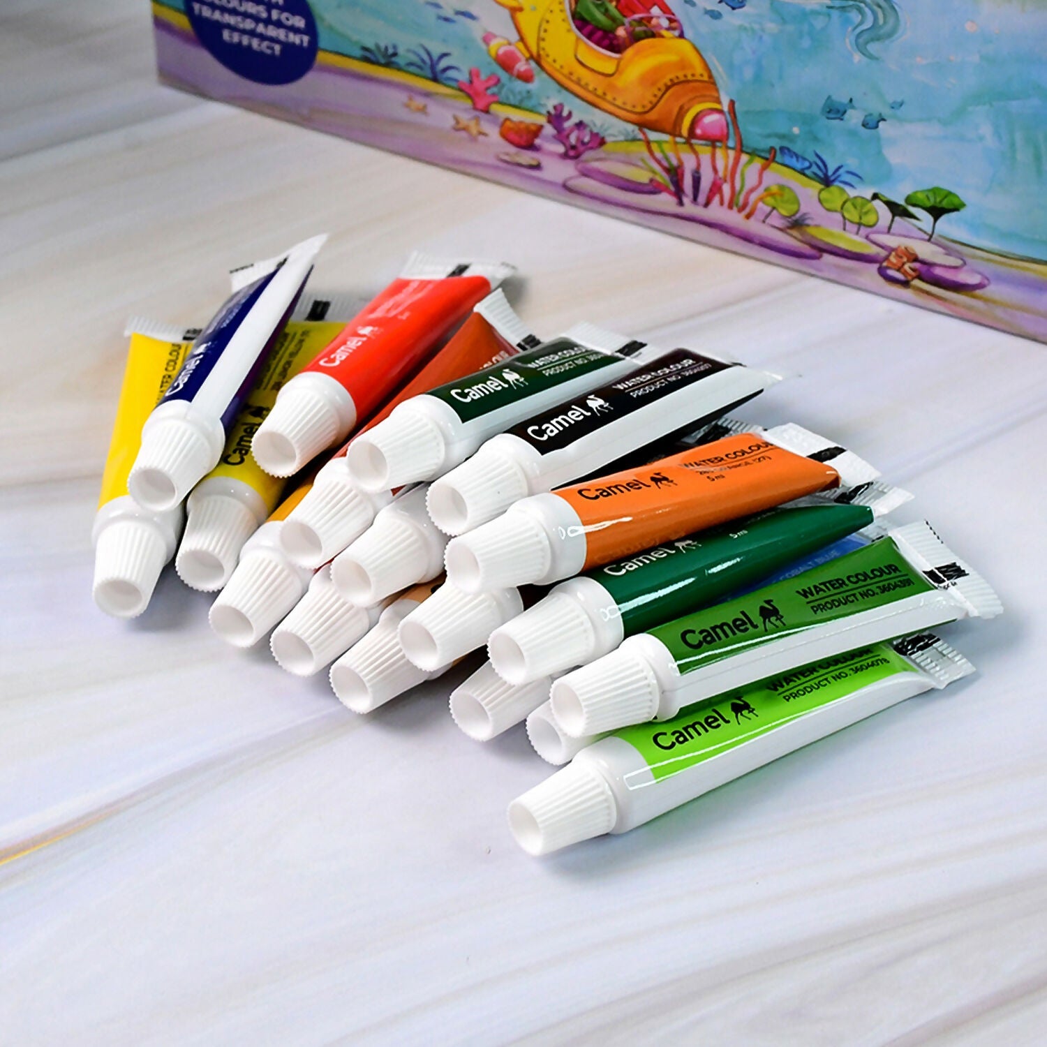 Camel Water Colour Tubes 18 Assorted Shades for Students and Artists (5 ml each)