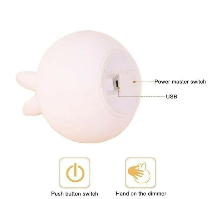 Multicolor Silicone LED Bunny Night Lamp for Kids – Soft Touch Sensor Cute Rabbit Lamp for Bedroom, Nursery, and Gifting – Rechargeable Bedside Light with 7 Color Changing Modes
