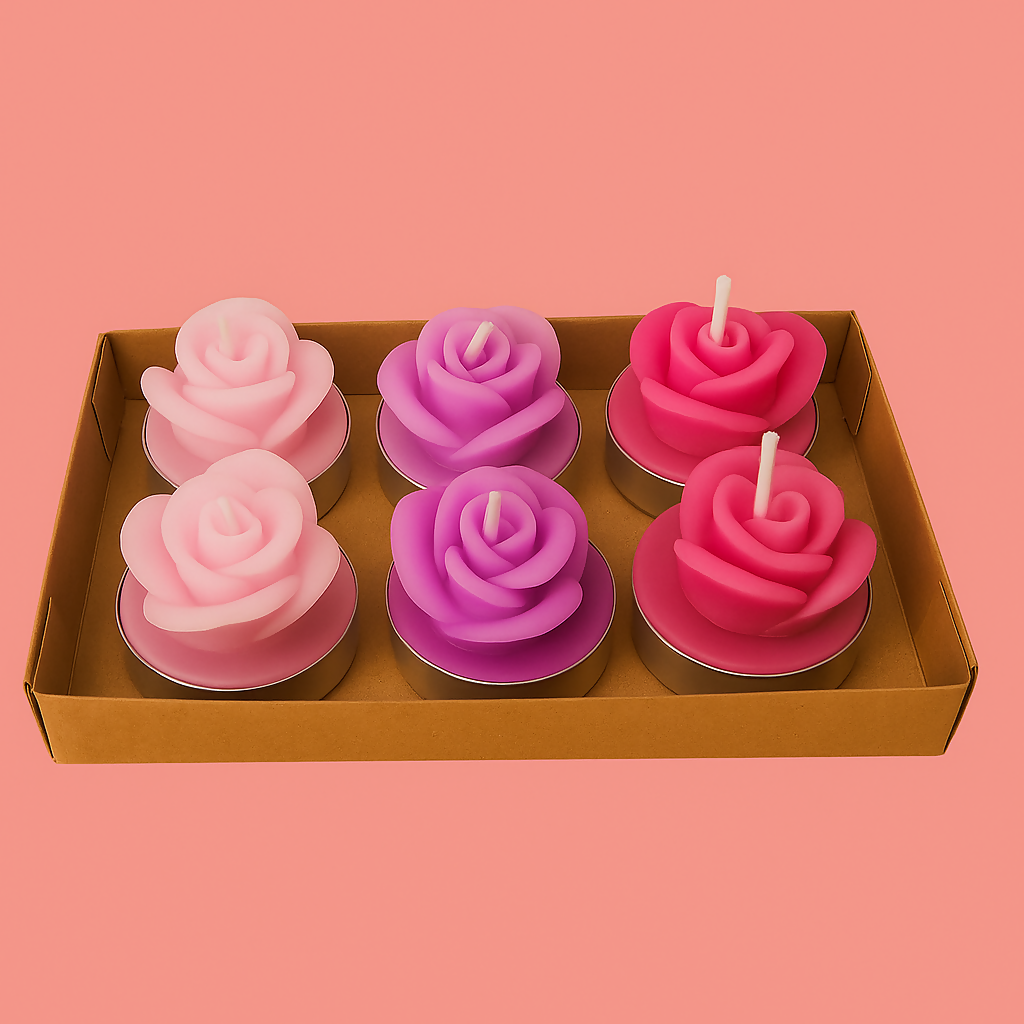 Set of 12 Romantic Rose-Shaped Scented Tealight Candles for Valentine’s Day – Assorted Colors & Fragrances – Decorative Aromatherapy Candles for Gifting, Dinner Date, or Home Décor