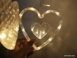 "Set of 3 LED Heart-Shaped Hanging Curtain String Lights – Warm White Decorative Lights for Romantic Room Décor, Window Display, Balcony, Wedding, Anniversary & Valentine’s Day – Battery Operated Festive Lighting"