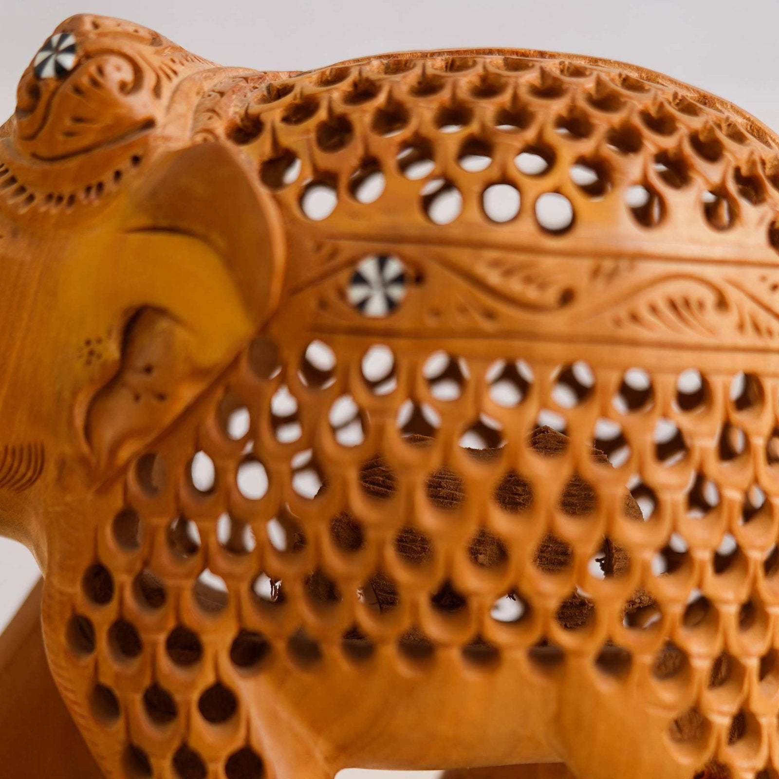Rajasthani Tribal Handmade Brown '' Elephant '' Figured Wooden Statue Antique Design Elephant for Showpiece with Brown Colour