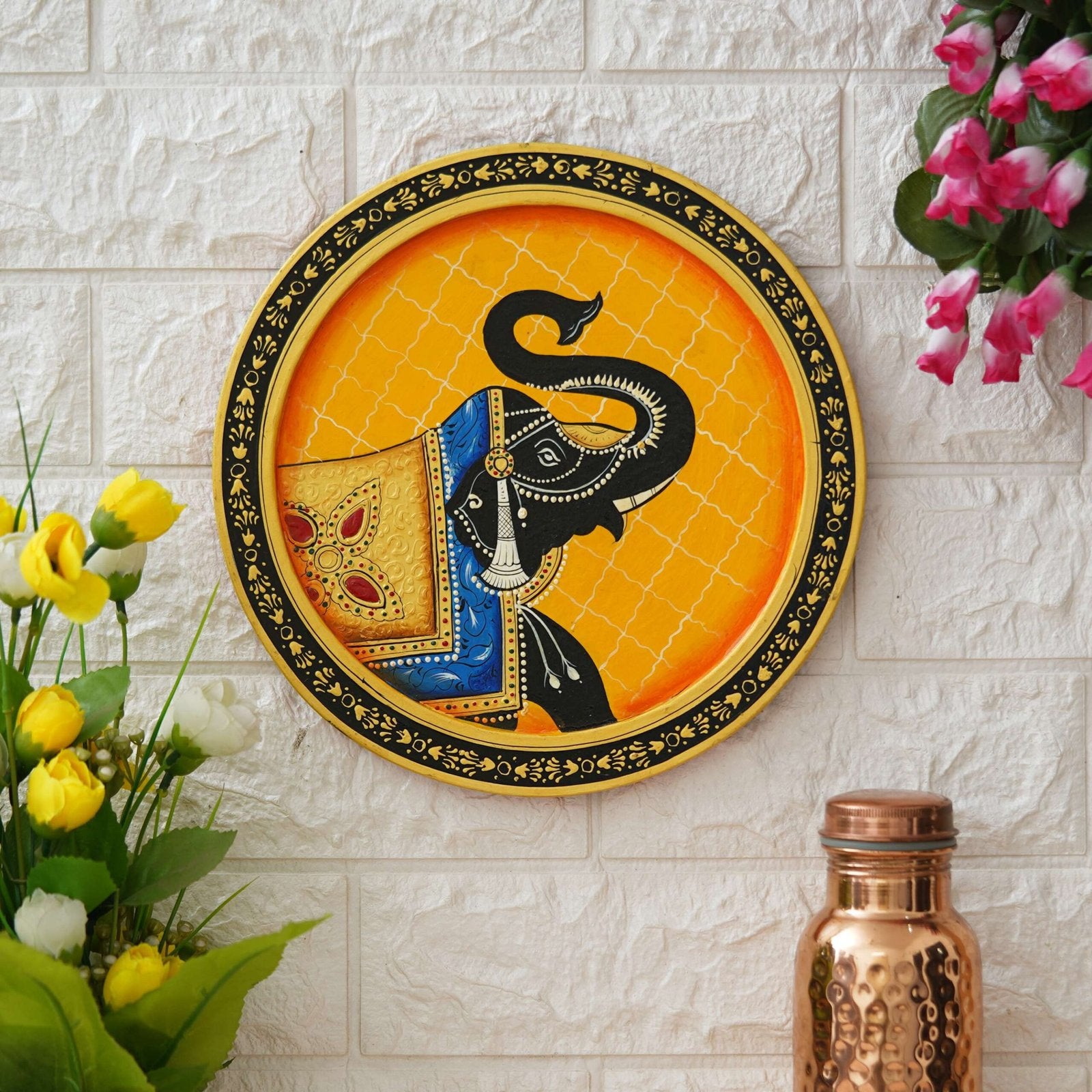 Unique Pichwai Elephant Painting for Home Decor , Colorful Pichwai Elephant Wall Art