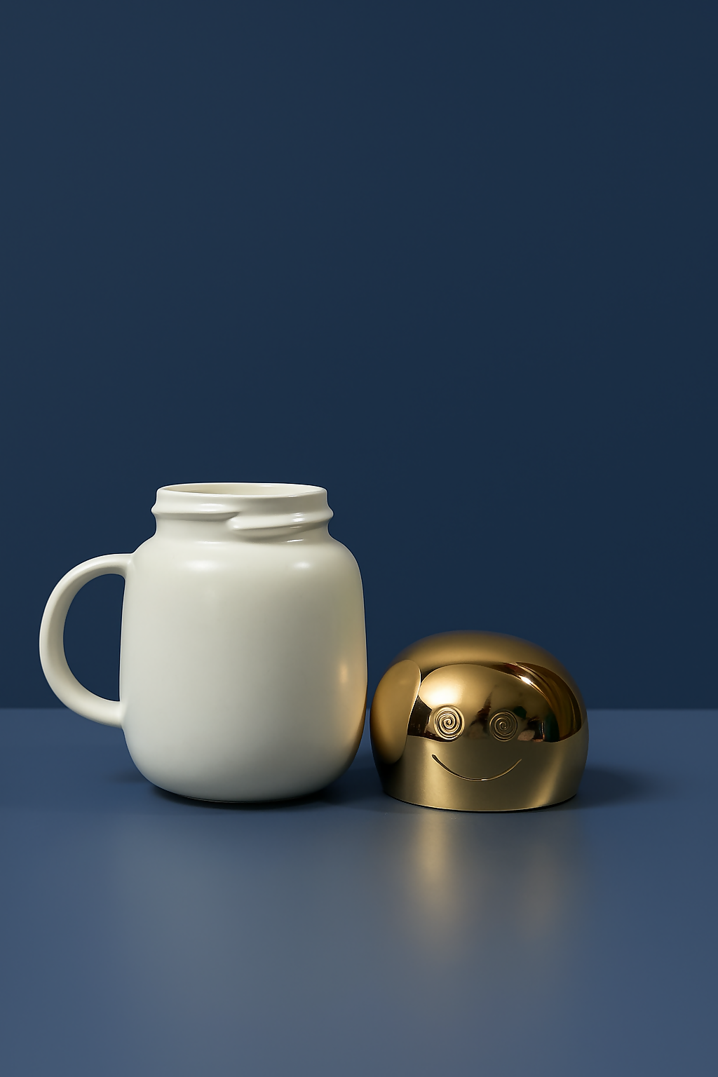 Cute Panda Ceramic Coffee Mug with Golden Lid – “I Hate Mornings” Design