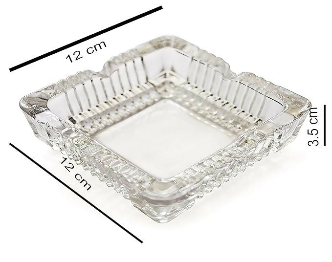 Luxury Glass Ashtray Glass Square Ashtrays for, Home, Office and Deck Decoration Crystal Clear Glass Ashtray for Cigarette,This Smocking Tray is Big Enough and Premium in Quality
