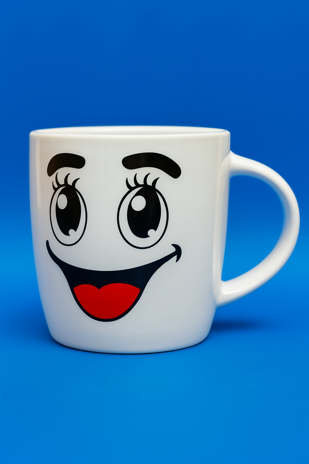 Smiley Face Printed White Ceramic Coffee Mug | Microwave & Dishwasher Safe