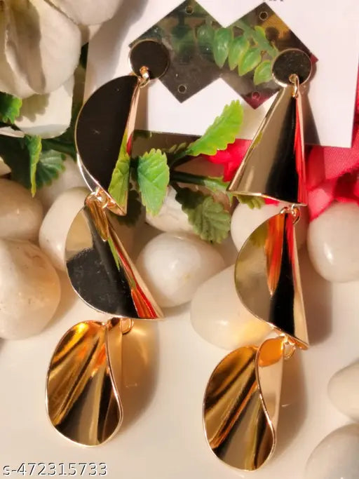 Partywear Bellshdped Gold Plated Long Tassel Earrings
