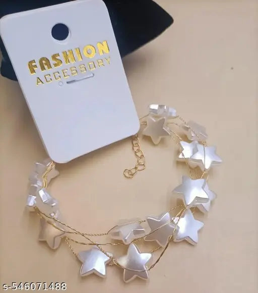 Pearl White Coloured Star Shaped Adjustable Partywear Bracelet
