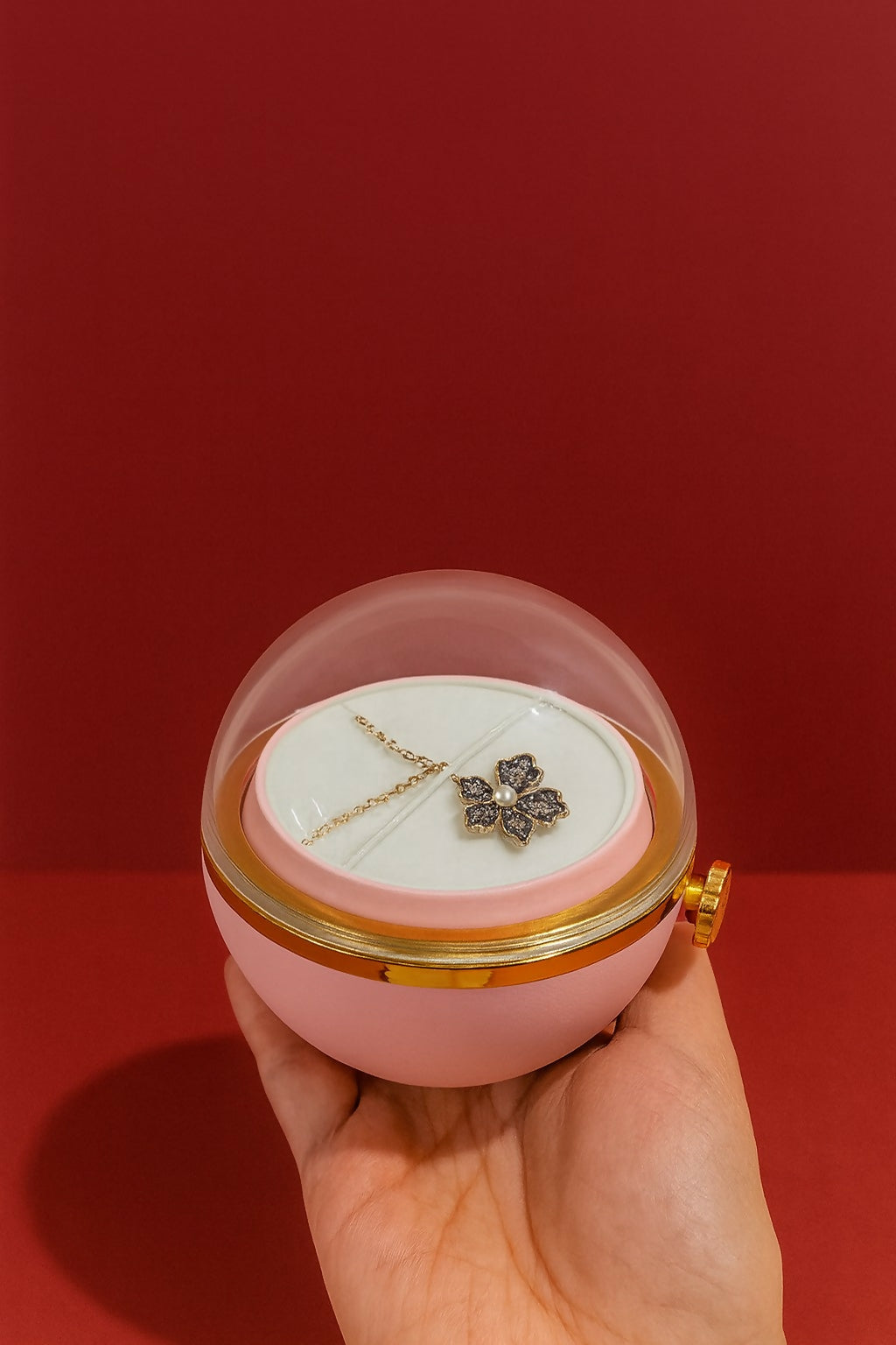 Luxury Pink Rose Jewelry Box with Transparent Dome – Artificial Rose with Hidden Jewelry Storage, Gift Bag & Premium Packaging for Women, Romantic Birthday, Anniversary, Valentine’s Day & Wedding Gifts