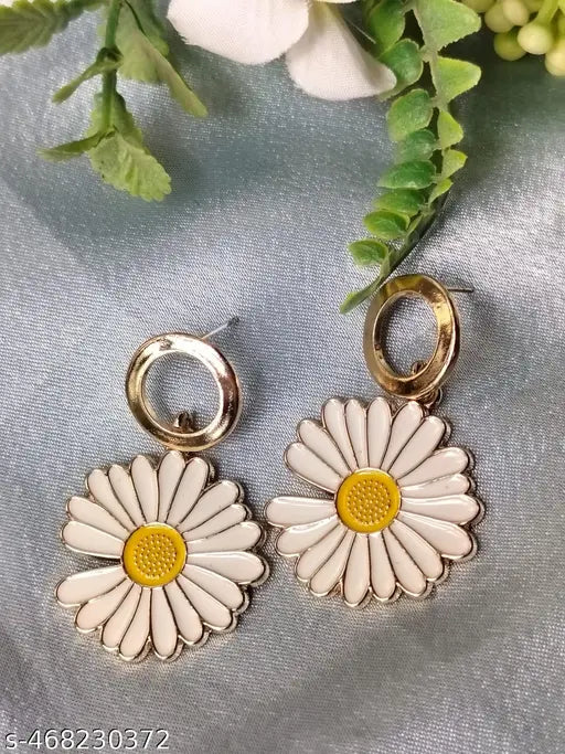 Goldplated Floral Sunflower Earrings with Different Shaped Tops