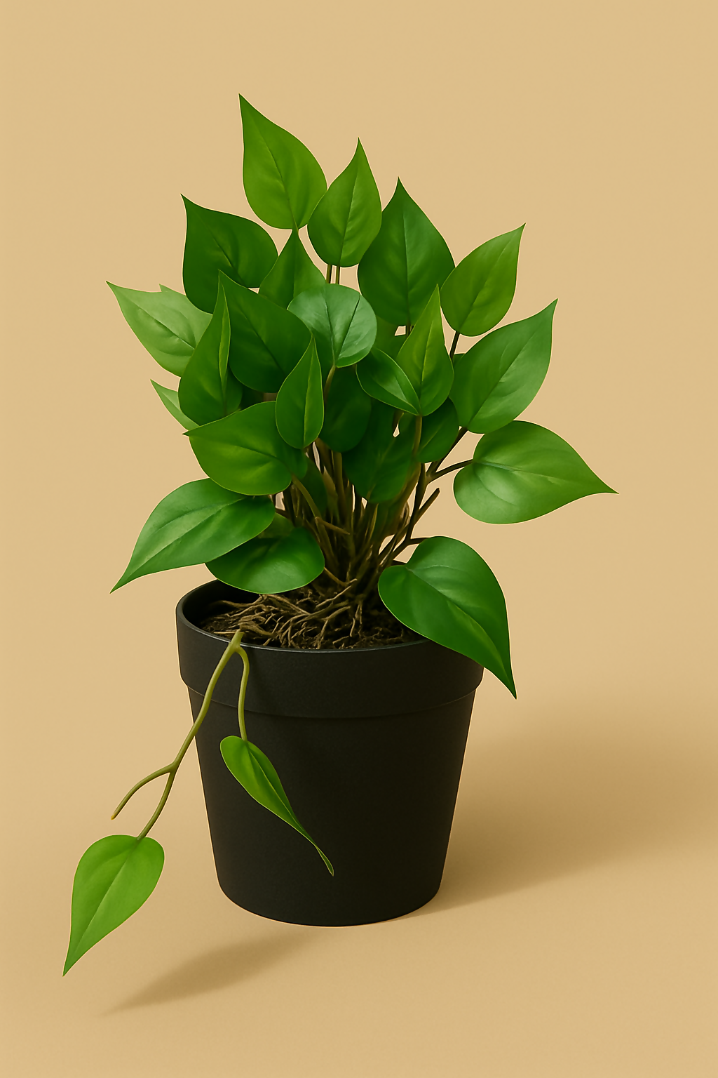 Artificial Green Money Plant with Black Pot | Decorative Faux Leaf Indoor Plant for Home, Office, Living Room, Tabletop & Gift – Realistic Looking Eco-Friendly Plant Décor