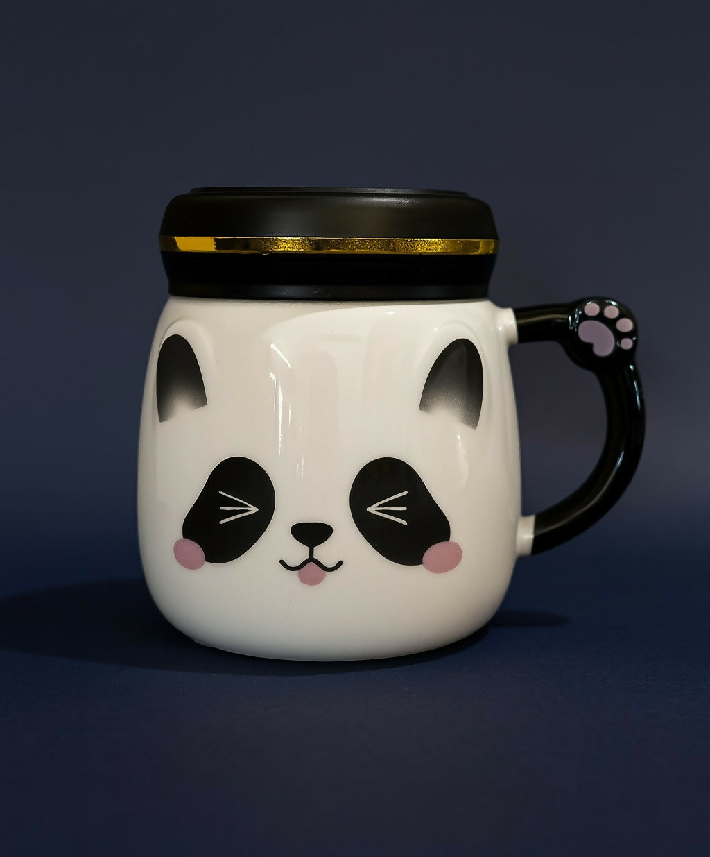 Cute Panda Ceramic Mug with Lid – 3D Cartoon Animal Face Coffee Cup for Kids, Girls & Gift Use